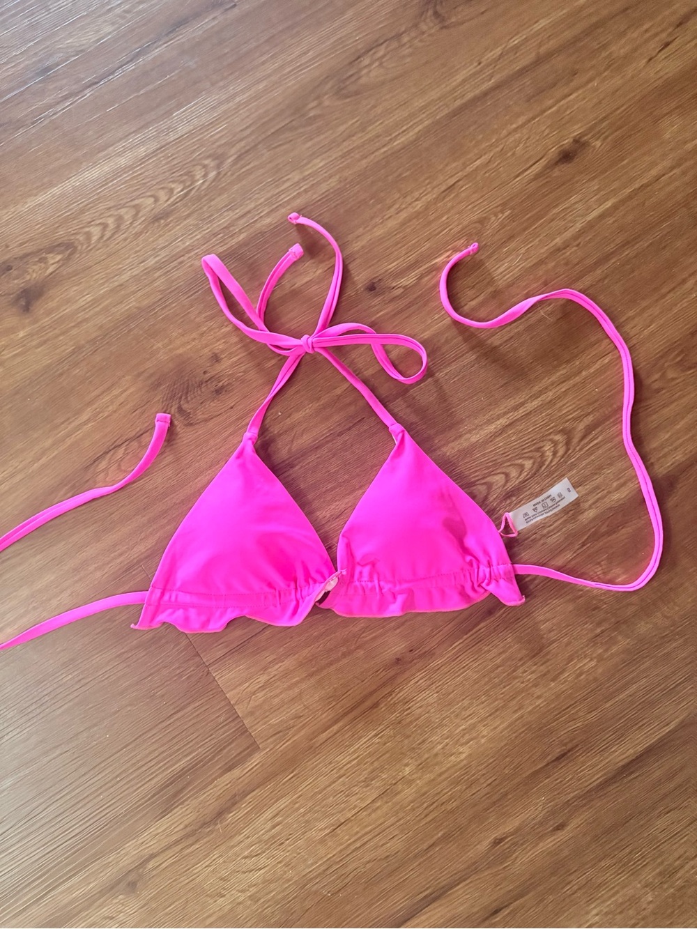 Hot Pink Triangle Tie Bikini Top